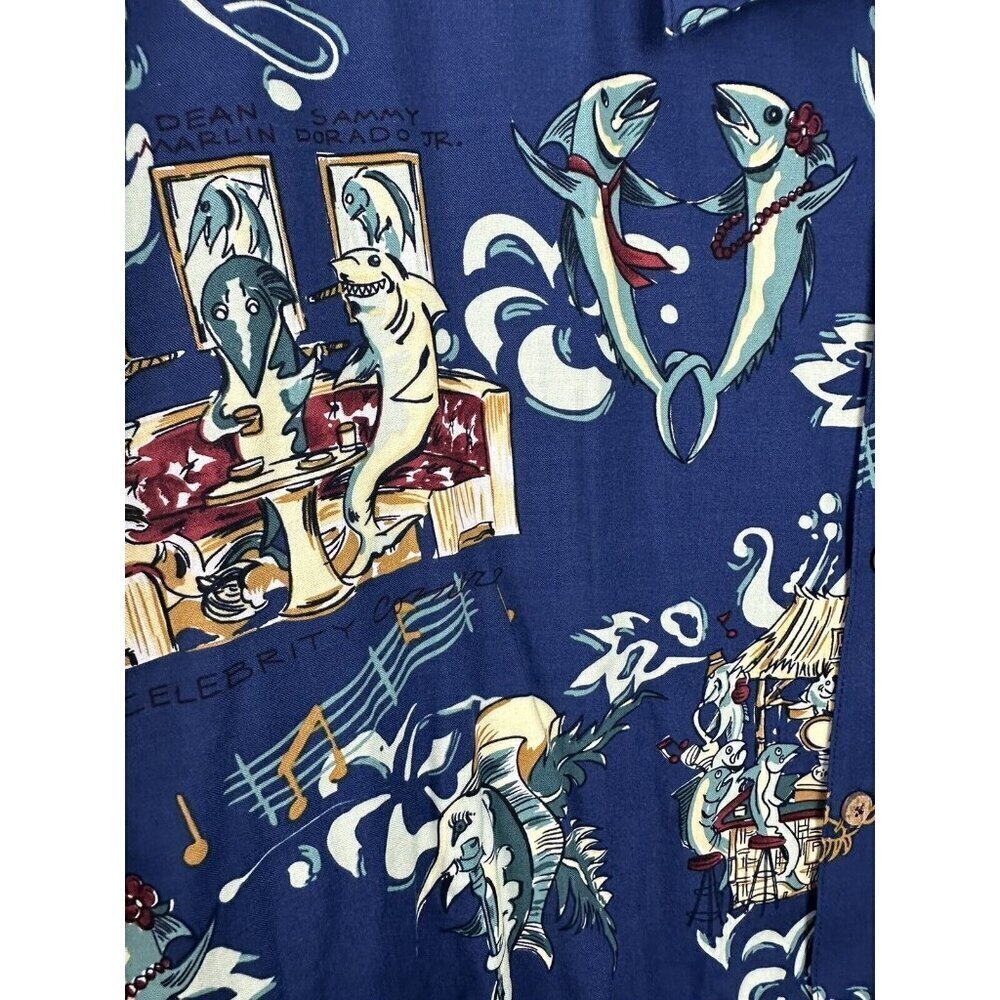 Bluewater Rat Pack Jazz Piano Bar‎ Fish Tropical Camp Shirt Hawaiian Mens XL USA - Picture 8 of 9